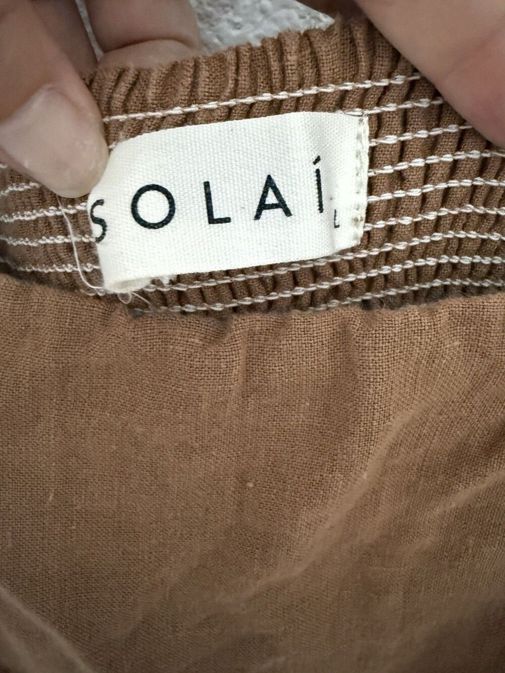 SOLAI The Label French Riviera Linen Maxi Dress L Puff Sleeve Peasant Ren Fair - Picture 4 of 16